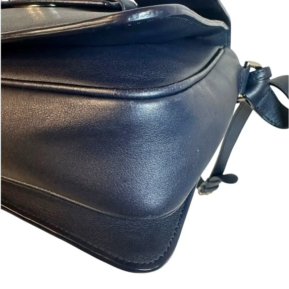 Mulberry Bayswaters Navy & Cream Leather Shoulder– Silver Hardware – COA